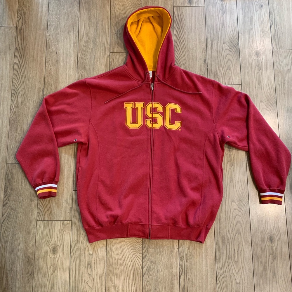 USC Trojan Zip Up Hoodie Sweatshirt - Large